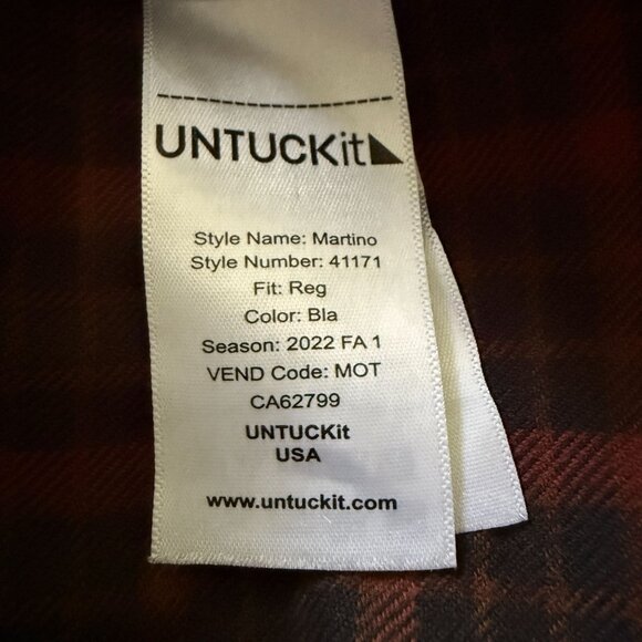 Untuckit Martino Regular Fit Plaid Button-Down Shirt Mens 100% Cotton Size XXL - Picture 4 of 11